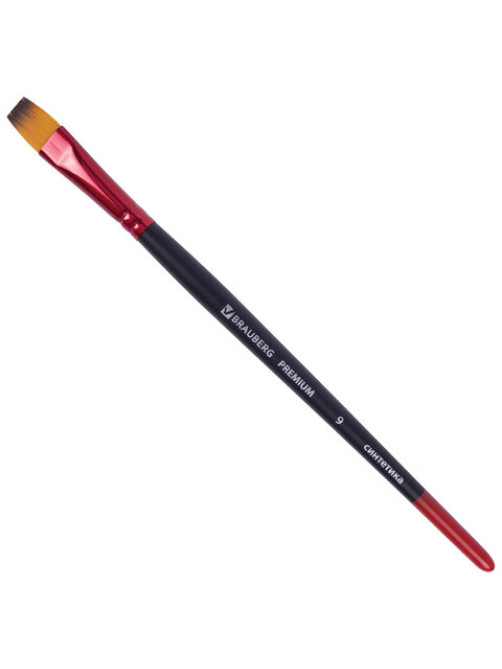 Кисть синтетика, плоская № 9, BRAUBERG PREMIUM, 201018