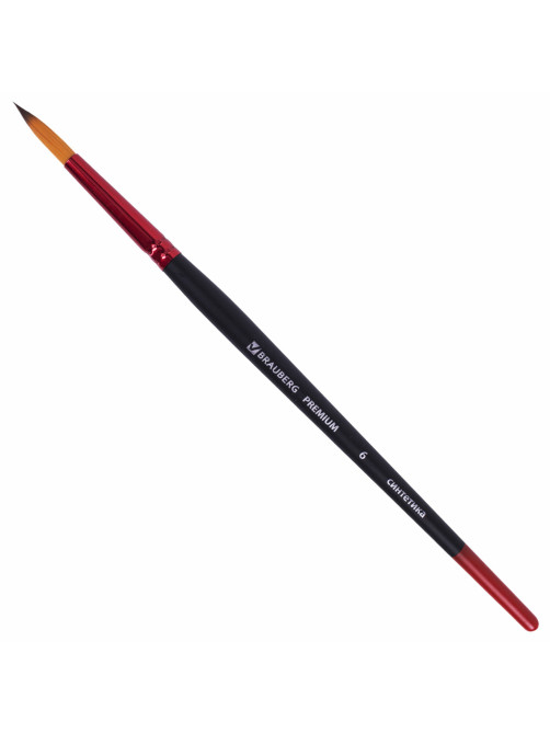 Кисть синтетика, круглая № 6, BRAUBERG PREMIUM, 201005