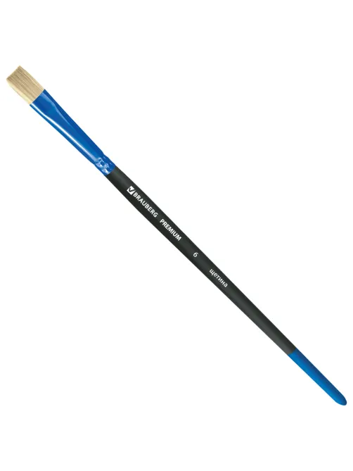 Кисть щетина, плоская № 6, BRAUBERG PREMIUM, 200995