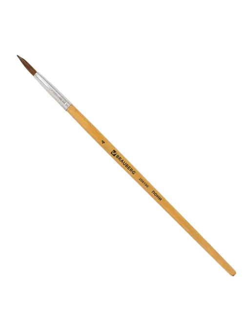 Кисть BRAUBERG, пони, круглая, № 4, 200190