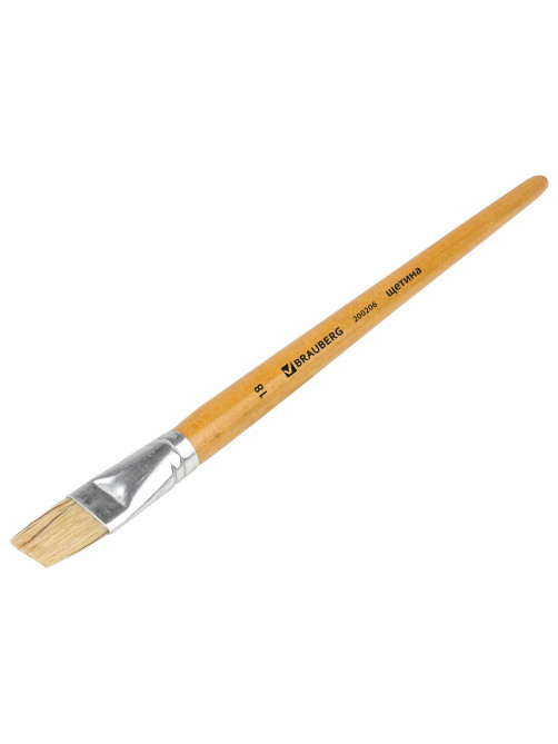 Кисть BRAUBERG, щетина, плоская, № 18, 200206