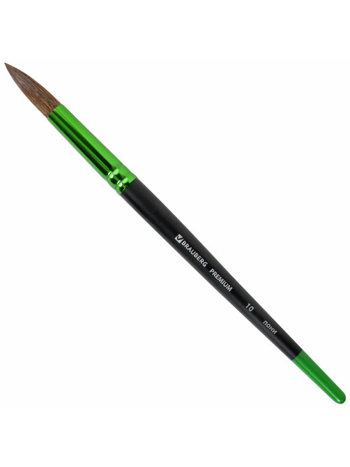 Кисть из ворса пони № 10, BRAUBERG PREMIUM, 200989
