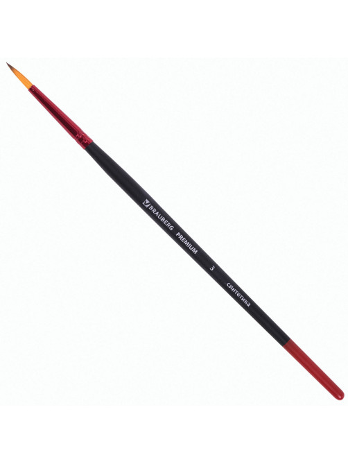 Кисти BRAUBERG PREMIUM, набор 5 шт. (синтетика, круглая № 1, 2, 3, 4, 5), блистер, 201025