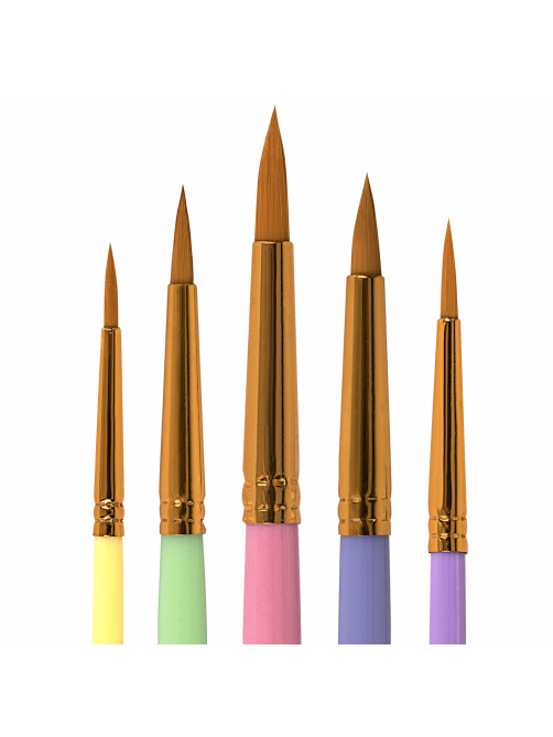 Кисти СИНТЕТИКА набор 5 шт. (круглые № 1, 2, 3, 4, 5), блистер, BRAUBERG KIDS, 201076