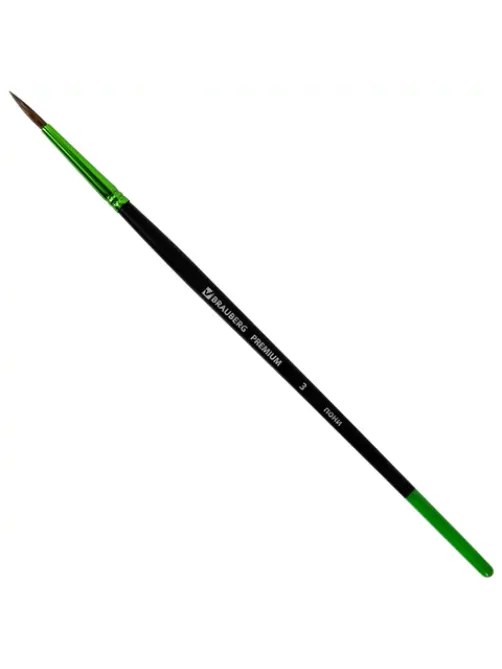 Кисть из ворса пони № 3, BRAUBERG PREMIUM, 200982