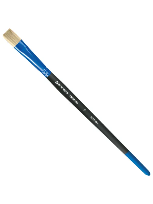Кисть щетина, плоская № 8, BRAUBERG PREMIUM, 200996