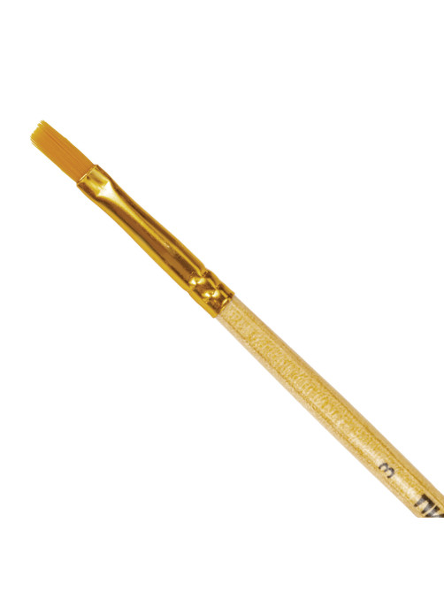 Кисть ПИФАГОР, СИНТЕТИКА, плоская, № 3, деревянная лакированная ручка, 200856