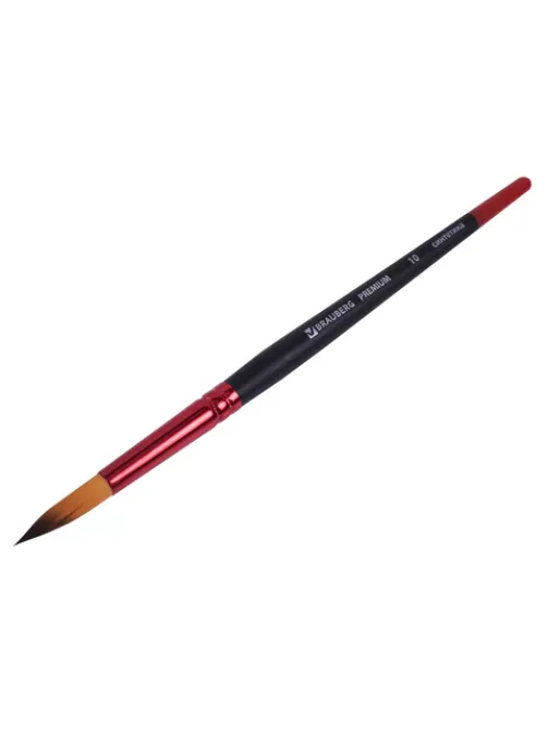 Кисть синтетика, круглая № 10, BRAUBERG PREMIUM, 201009