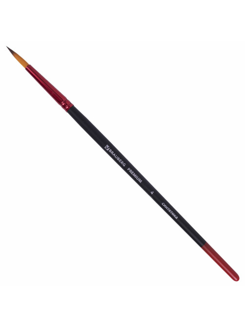 Кисть синтетика, круглая № 4, BRAUBERG PREMIUM, 201003