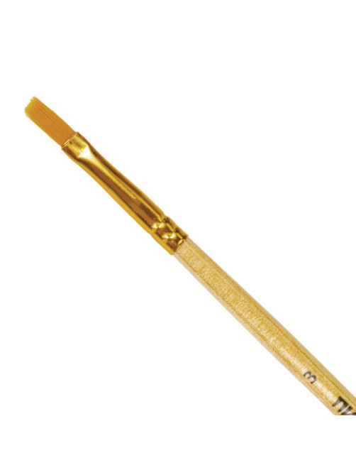 Кисть ПИФАГОР, СИНТЕТИКА, плоская, № 3, деревянная лакированная ручка, 200856