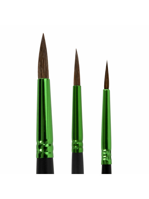 Кисти BRAUBERG PREMIUM, набор 3 шт. (из ворса пони круглые № 2, 4, 7), блистер, 201021