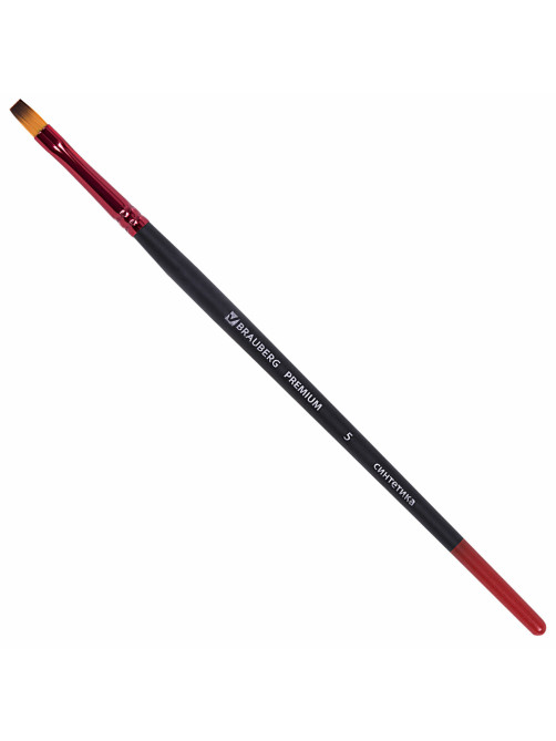 Кисти BRAUBERG PREMIUM, набор 5 шт. (синтетика, круглая № 1, 3, 5, плоская № 5, 8), блистер, 201024