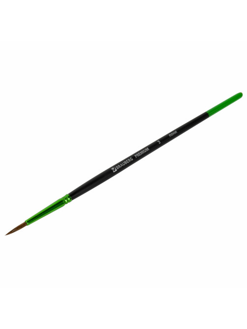 Кисть из ворса пони № 3, BRAUBERG PREMIUM, 200982