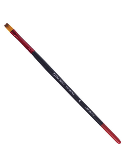 Кисть синтетика, плоская № 6, BRAUBERG PREMIUM, 201015