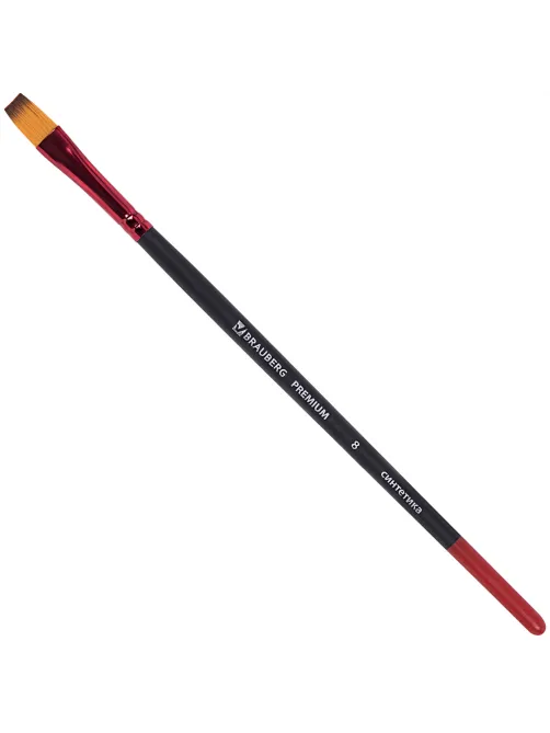 Кисти BRAUBERG PREMIUM, набор 5 шт. (синтетика, круглая № 1, 3, 5, плоская № 5, 8), блистер, 201024