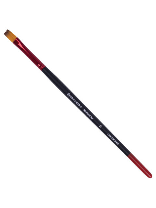 Кисть синтетика, плоская № 8, BRAUBERG PREMIUM, 201017