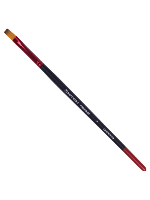 Кисть синтетика, плоская № 7, BRAUBERG PREMIUM, 201016