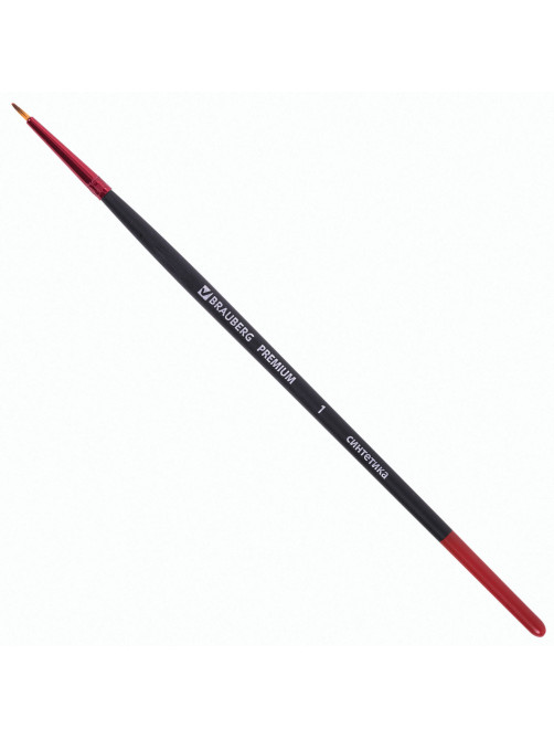 Кисти BRAUBERG PREMIUM, набор 5 шт. (синтетика, круглая № 1, 3, 5, плоская № 5, 8), блистер, 201024