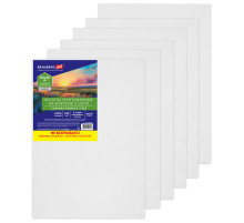 Холсты на картоне НАБОР 5 штук (20х30 см), хлопок, 280 г/м2, грунт, BRAUBERG ART CLASSIC, 192651