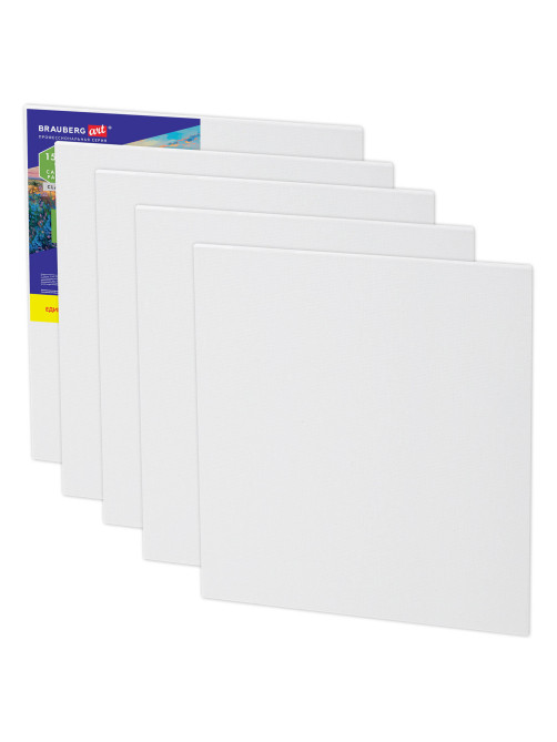 Холсты на картоне НАБОР 5 штук (15х20 см), хлопок, 280 г/м2, грунт, BRAUBERG ART CLASSIC, 192648