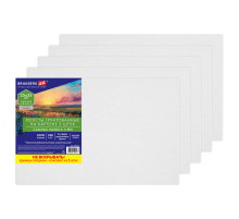 Холсты на картоне НАБОР 5 штук (25х35 см), хлопок, 280 г/м2, грунт, BRAUBERG ART CLASSIC, 192653