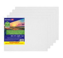 Холсты на картоне НАБОР 5 штук (25х30 см), хлопок, 280 г/м2, грунт, BRAUBERG ART CLASSIC, 192652