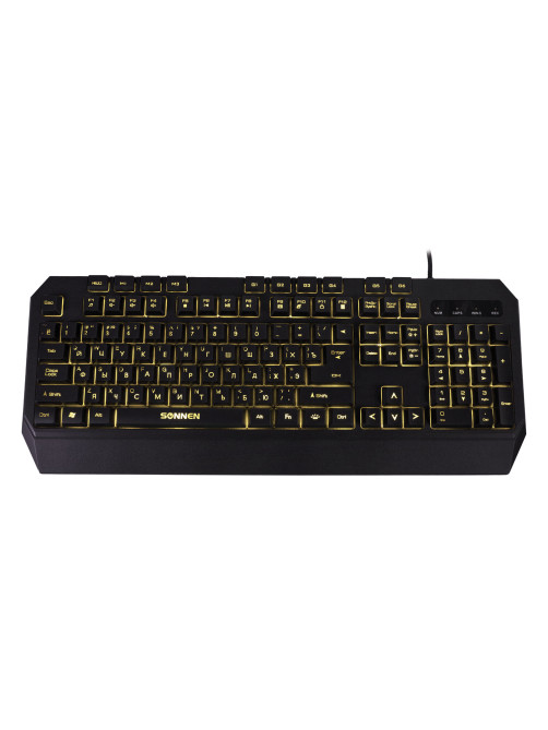 Клавиатура проводная SONNEN KB-7700, USB, 104 клавиши + 10 программируемых клавиш, RGB, черная, 513512