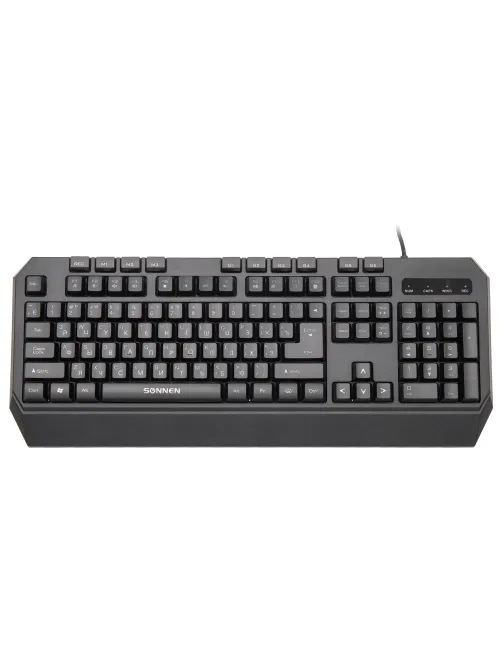 Клавиатура проводная SONNEN KB-7700, USB, 104 клавиши + 10 программируемых клавиш, RGB, черная, 513512
