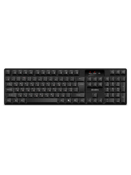 Клавиатура беспроводная SVEN KB-C2300W, USB, 104 клавиши, 2,4 GHz, черная, SV-021474