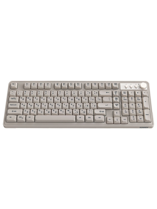 Клавиатура проводная бесшумная USB, 102+98 клавиш, LED-подсветка, SONNEN K620, слоновая кость / серая, 513950