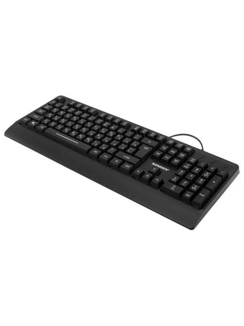 Клавиатура проводная бесшумная USB, 104 клавиши, LED-подсветка, SONNEN K305, черная, 513948