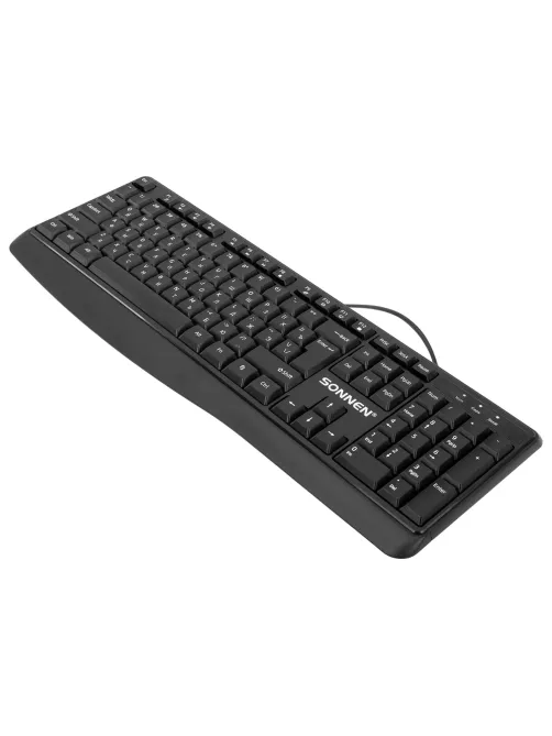 Клавиатура проводная бесшумная USB, 104 клавиши, SONNEN JK-205, черная, 513949