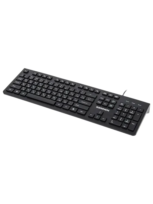 Клавиатура проводная SONNEN KB-8280, USB, 104 плоские клавиши, черная, 513510