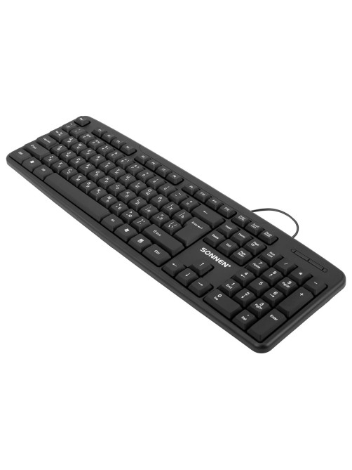 Клавиатура проводная бесшумная, USB, 104 клавиши, SONNEN KB-8136, черная, 513946