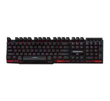 Клавиатура проводная SONNEN KB-7010, USB, 104 клавиши, LED-подсветка, черная, 512653