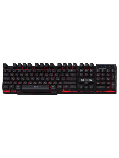 Клавиатура проводная SONNEN KB-7010, USB, 104 клавиши, LED-подсветка, черная, 512653