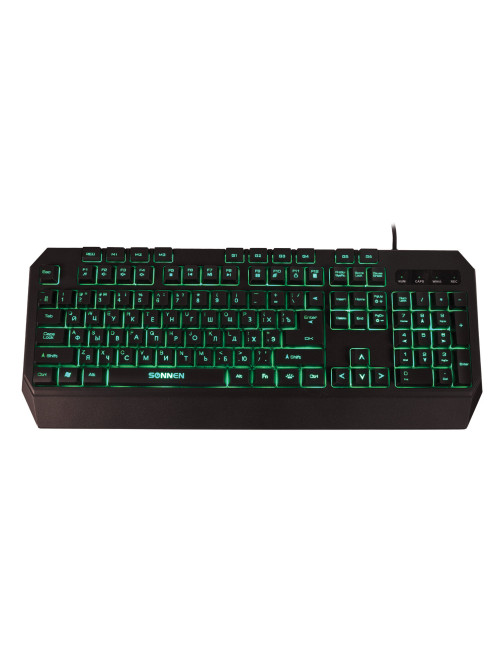 Клавиатура проводная SONNEN KB-7700, USB, 104 клавиши + 10 программируемых клавиш, RGB, черная, 513512