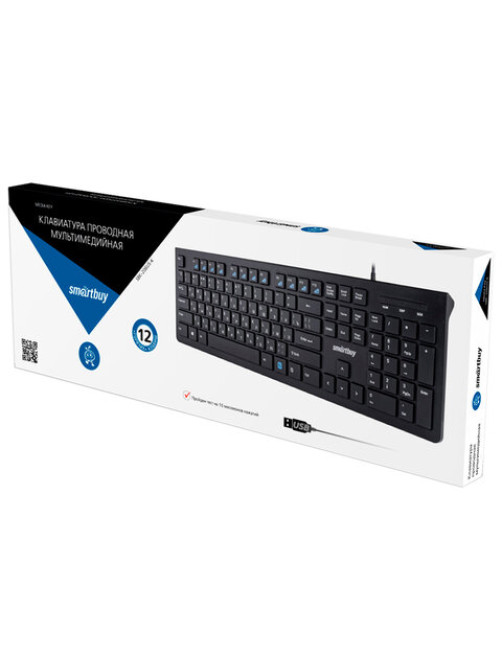 Клавиатура проводная SMARTBUY SLIM 206, USB, 104 клавиши, черная, SBK-206US-K