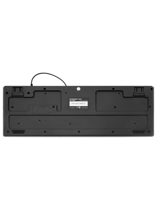 Клавиатура проводная бесшумная USB, 104 клавиши, LED-подсветка, SONNEN K305, черная, 513948