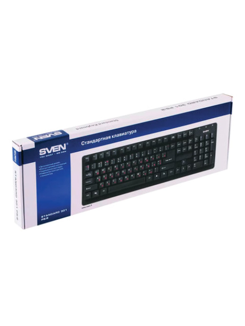 Клавиатура проводная SVEN Standard 301, USB, 104 клавиши, чёрная, SV-03100301UB