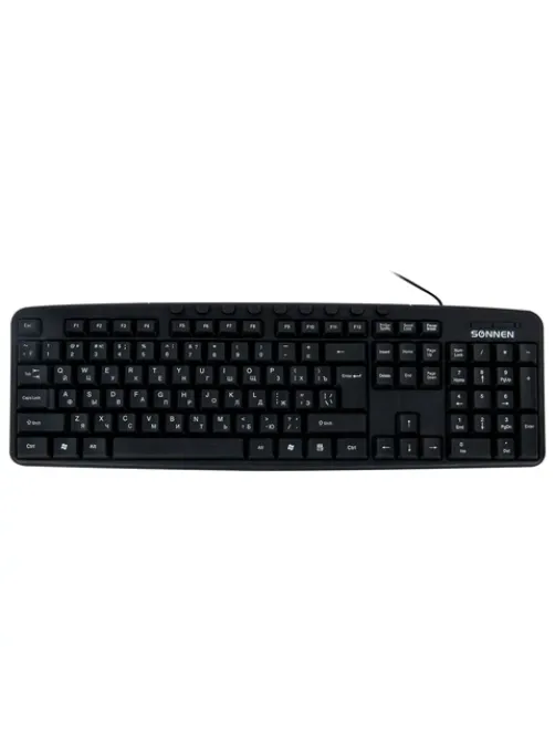Клавиатура проводная SONNEN KB-8137, USB, 104 клавиши + 9 дополнительных, мультимедийная, черная, 512652