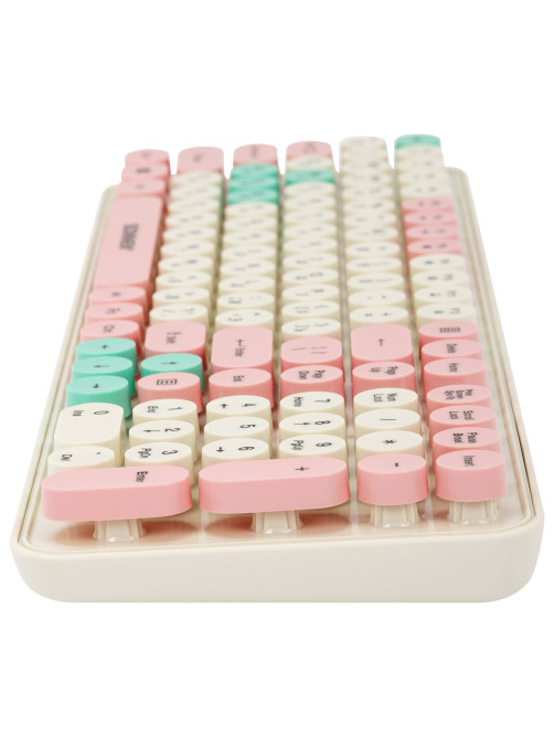Клавиатура беспроводная бесшумная USB, 105 клавиш, SONNEN K303PM, слоновая кость / розовый / мятный, 513977