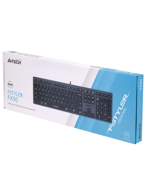 Клавиатура проводная A4TECH Fstyler FX50, USB, 109 кнопок, серая, 1624628