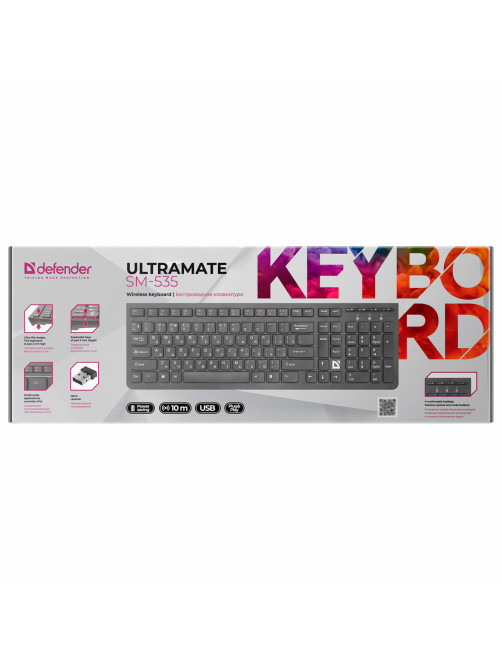 Клавиатура беспроводная DEFENDER UltraMate SM-535 RU, USB, 108 клавиш, 2,4 Ghz, черная, 45535