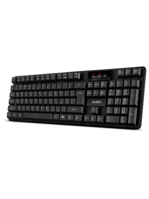 Клавиатура беспроводная SVEN KB-C2300W, USB, 104 клавиши, 2,4 GHz, черная, SV-021474