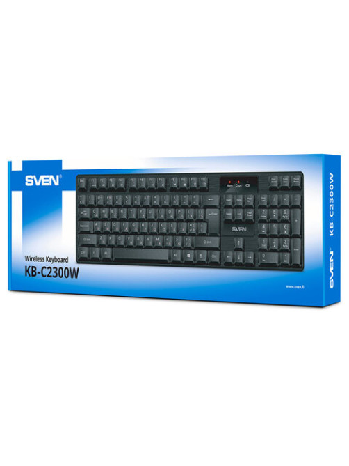Клавиатура беспроводная SVEN KB-C2300W, USB, 104 клавиши, 2,4 GHz, черная, SV-021474