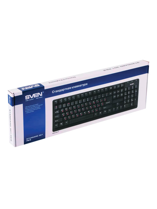 Клавиатура проводная SVEN Standard 301, USB, 104 клавиши, чёрная, SV-03100301UB