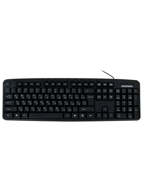 Клавиатура проводная SONNEN KB-8137, USB, 104 клавиши + 9 дополнительных, мультимедийная, черная, 512652