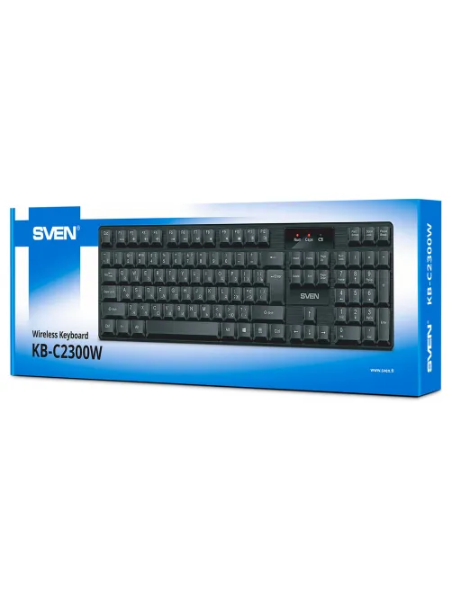 Клавиатура беспроводная SVEN KB-C2300W, USB, 104 клавиши, 2,4 GHz, черная, SV-021474