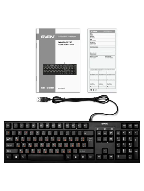Клавиатура проводная SVEN KB-S300, USB, 104 клавиши, чёрная, SV-015756